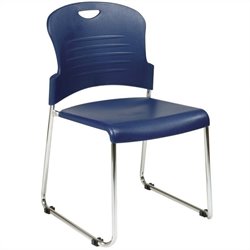 Office Star Sled Base Stack Chair with Navy Plastic Seat(Set of 30)