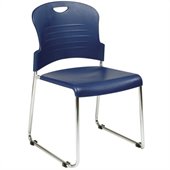 Office Star Sled Base Stack Chair with Navy Plastic Seat(Set of 30)