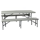 Office Star 3 Piece Folding Table and Bench Set