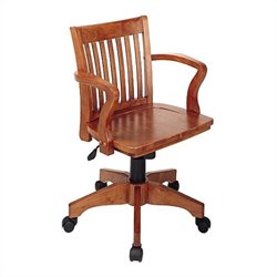 Office Star Deluxe Wood Bankers Chair with Wood Seat in Medium Fruitwood by Office Star