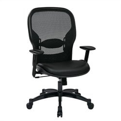 Office Star SPACE: Matrex Back Leather Seat Office Chair in Black