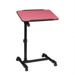 Office Star Adjustable Top Mobile Laptop Cart in Pink