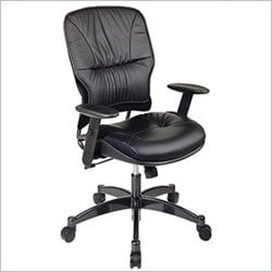 Office Star SPACE Collection: Leather Managers Chair with Metal Base and Height Adjustable Arms