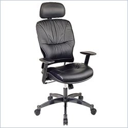 Office Star SPACE Collection: Leather Managers Chair with Metal Base, Height Adjustable Arms and 2-Way Adjustable Headrest