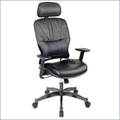 Office Star SPACE Collection: Leather Managers Chair with Metal Base, Height Adjustable Arms and 2-Way Adjustable Headrest