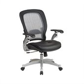 Office Star SPACE Air Grid Leather Office Chair in Black and Platinum