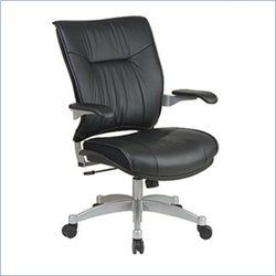 Office Star SPACE Collection Deluxe Leather Manager's Chair with Cantilever Arms