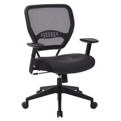 Office Star SPACE Collection: Air Grid Leather Task Chair in Black