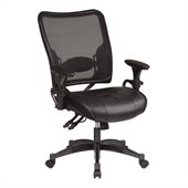 Office Star SPACE Collection: Leather Seat and Air Grid Back Managers Chair in Black