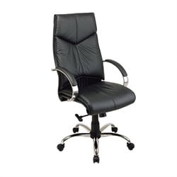 Office Star Deluxe High Back Executive Leather Chair with Chrome Base and Padded Chrome... by Office Star
