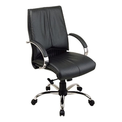 Office Star Deluxe Mid Back Executive Leather Office Chair with Chrome Base and Padded... by Office Star