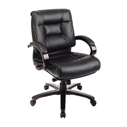 Office Star Deluxe Mid Back Executive Leather Office Chair with Locking Mid Pivot Knee... by Office Star