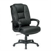 Office Star Deluxe High Back Leather Chair with Padded Loop Arms