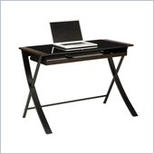 Office Star Corvus 43 Computer Desk in Black Finsh with Black Glass