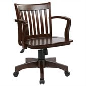 Office Star Deluxe Wood Banker's Chair with Wood Seat in Espresso