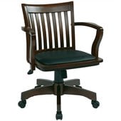 Office Star Deluxe Wood Banker's Chair with Vinyl Padded Seat in Espresso