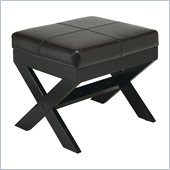 Office Star Metro X-Leg Ottoman in Espresso Finish Eco Leather