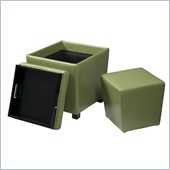 Office Star Metro 2 Piece Eco Leather Ottoman Set in Green