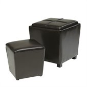 Office Star Metro 2 Piece Eco Leather Ottoman Set in Espresso