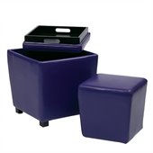 Office Star Metro 2 Piece Vinyl Ottoman Set in Purple