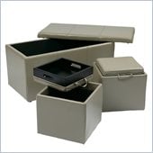 Office Star Metro 3 Piece Eco Leather Ottoman Set in Ash