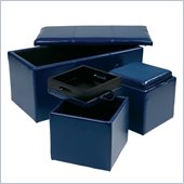 Office Star Metro 3 Piece Eco Leather Ottoman Set in Blue