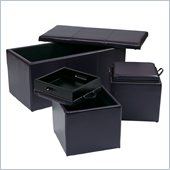 Office Star Metro 3 Piece Eco Leather Ottoman Set in Plum
