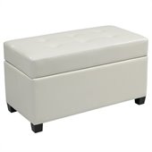 Office Star Metro Vinyl Storage Ottoman in White