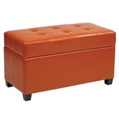 Office Star Metro Vinyl Storage Ottoman in Orange
