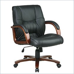 Office Star Desk Chair with Cherry Finish Wood Base and Padded Arms