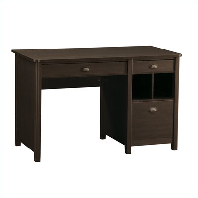 Office Star Addison Computer Desk with Single Ped in Dark Oldwood