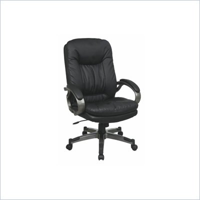 Office Star Executive Eco Leather Chair with Locking Tilt Control and Coated Base in Black
