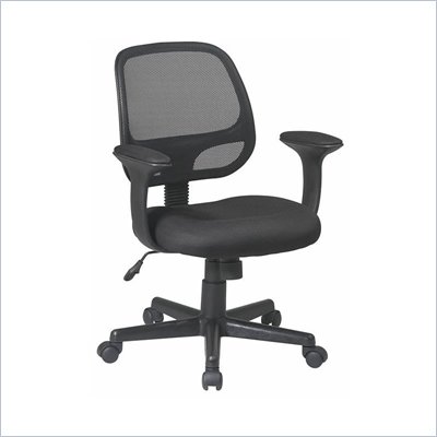 Office Star Screen Back Task Chair with "T" Arms and Mesh Fabric Pads