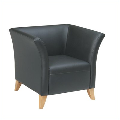 OSP Lounge Seating Black Leather Club Chair w/ Maple Finish