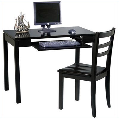 Office Star Wood Computer Desk and Chair Set in Black