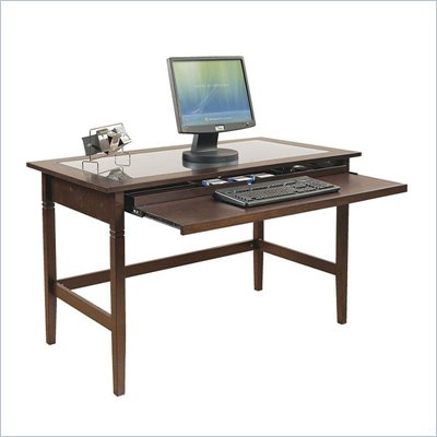 Office Star Richmond Glass Top Wood Computer Desk in Espresso