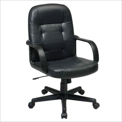 Office Star Mid Back Eco Leather Manager's Chair in Black