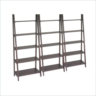 Office Star Espresso Ladder Bookcase Set in Espresso