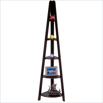 Office Star Espresso Corner Ladder Bookcase