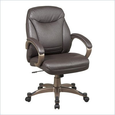 Office Star Faux Leather Mid Back Chair in Espresso