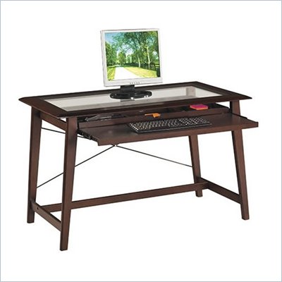 Office Star Fenton Computer Desk in Espresso w/ Glass Top