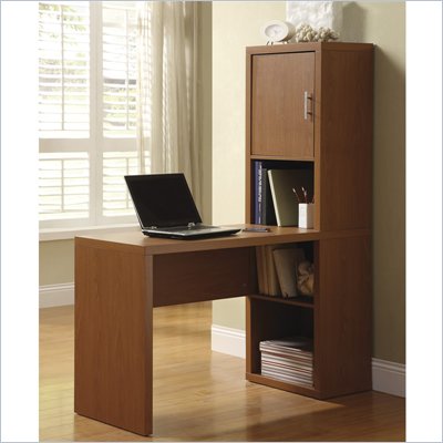 Office Star Fusion Library Desk with Storage Compartment in Pecan