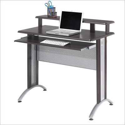 Office Star Fusion Computer Desk in Espresso with Silver metal accents