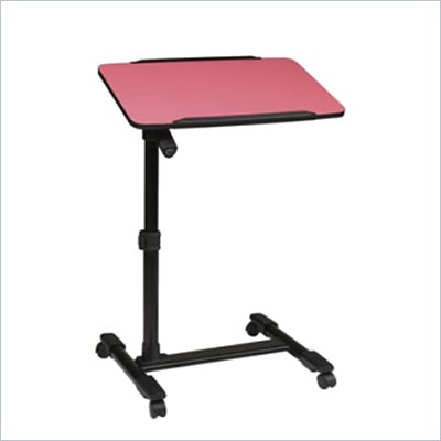 Office Star Adjustable Top Mobile Laptop Cart in Pink
