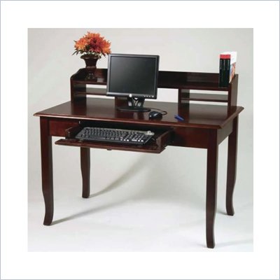 Office Star 48"  Home Office Wood Writing Desk with Hutch in Walnut