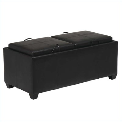 Office Star Metro Storage Bench Ottoman w/ Trays in Espresso Finish