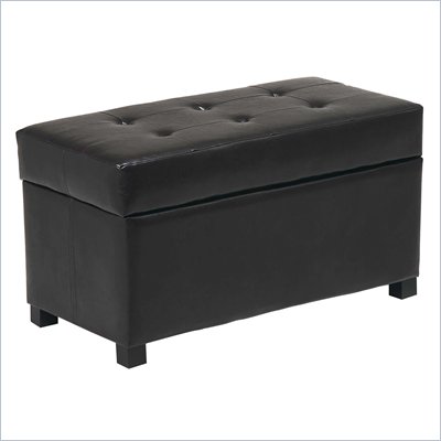 Office Star Faux Leather Metro Storage Bench Ottoman