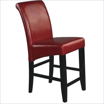 Office Star Metro 24" Parsons Barstool in Crimson Red Bonded Leather