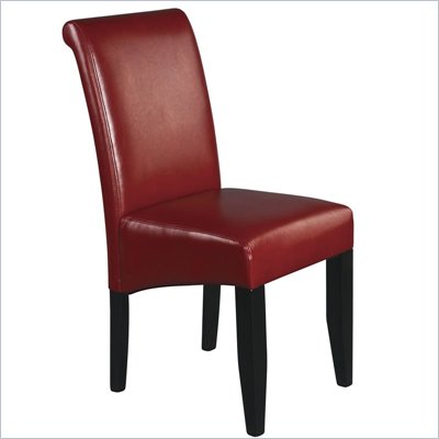 Office Star Metro Parsons Dining Chair in Crimson Red Bonded Leather