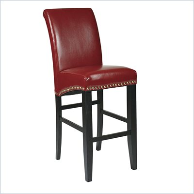 Office Star Metro 30" Eco Leather Parsons Barstool in Red